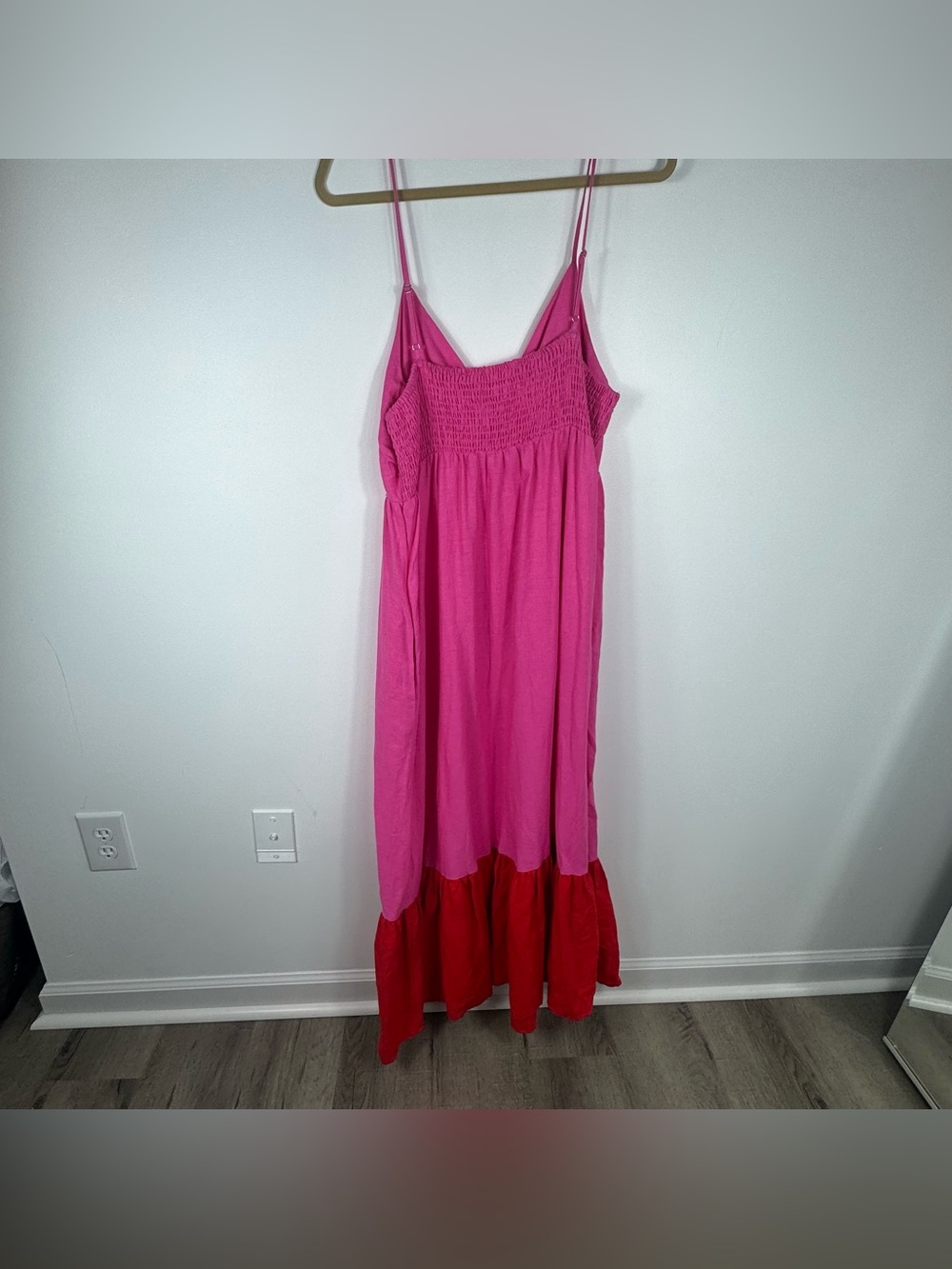 Tabitha Brown for Target Pink Red Linen Blend Colorblock Maxi Dress XL Flowy - Picture 7 of 8